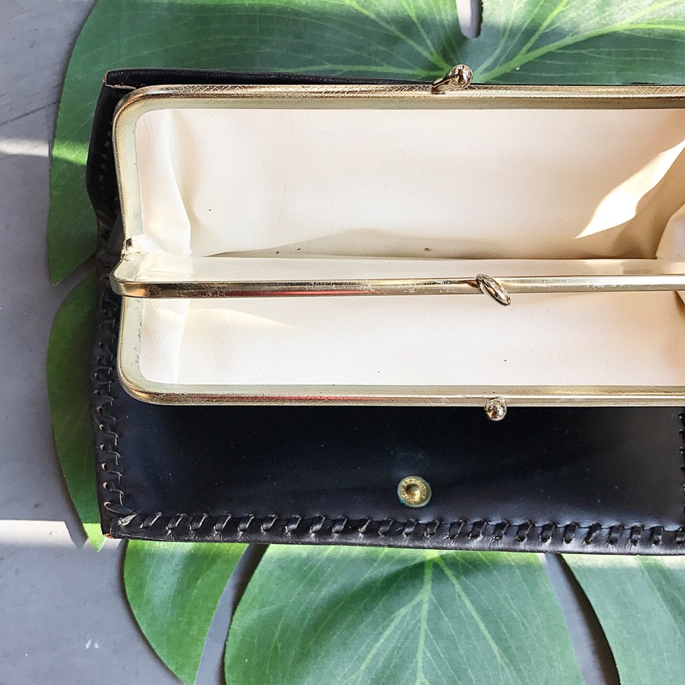 Navy Three Pocket Rectangle Clutch - Picture 1 of 5